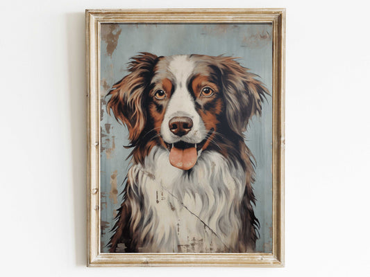 Australian Shepherd Decor, Australian Shepherd Gift, Dog Decor, Gift for Dog Lovers and Aussie Owners, Digital Printable Dog Portrait