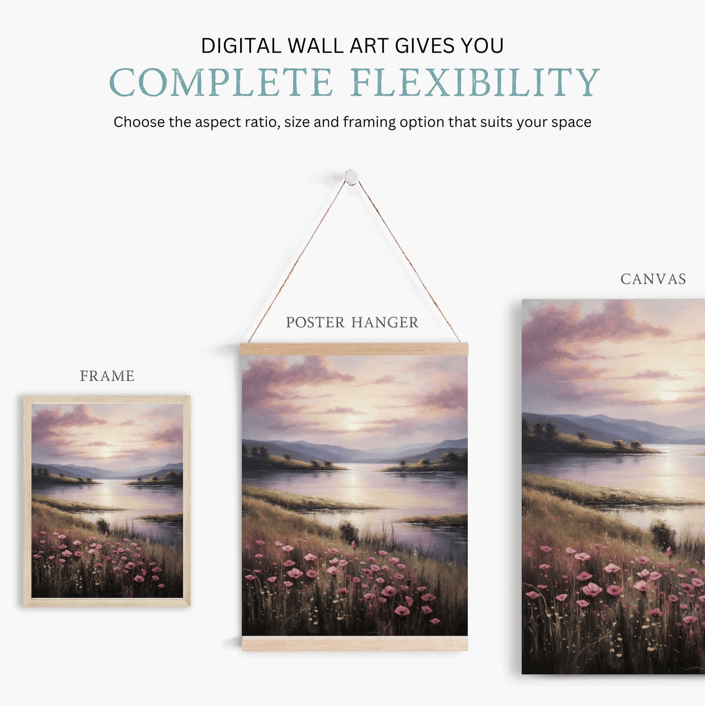 Floral & Mountain Majesty - Ultimate Digital Art for Nature Lovers: Versatile Sizes, Instant Download!