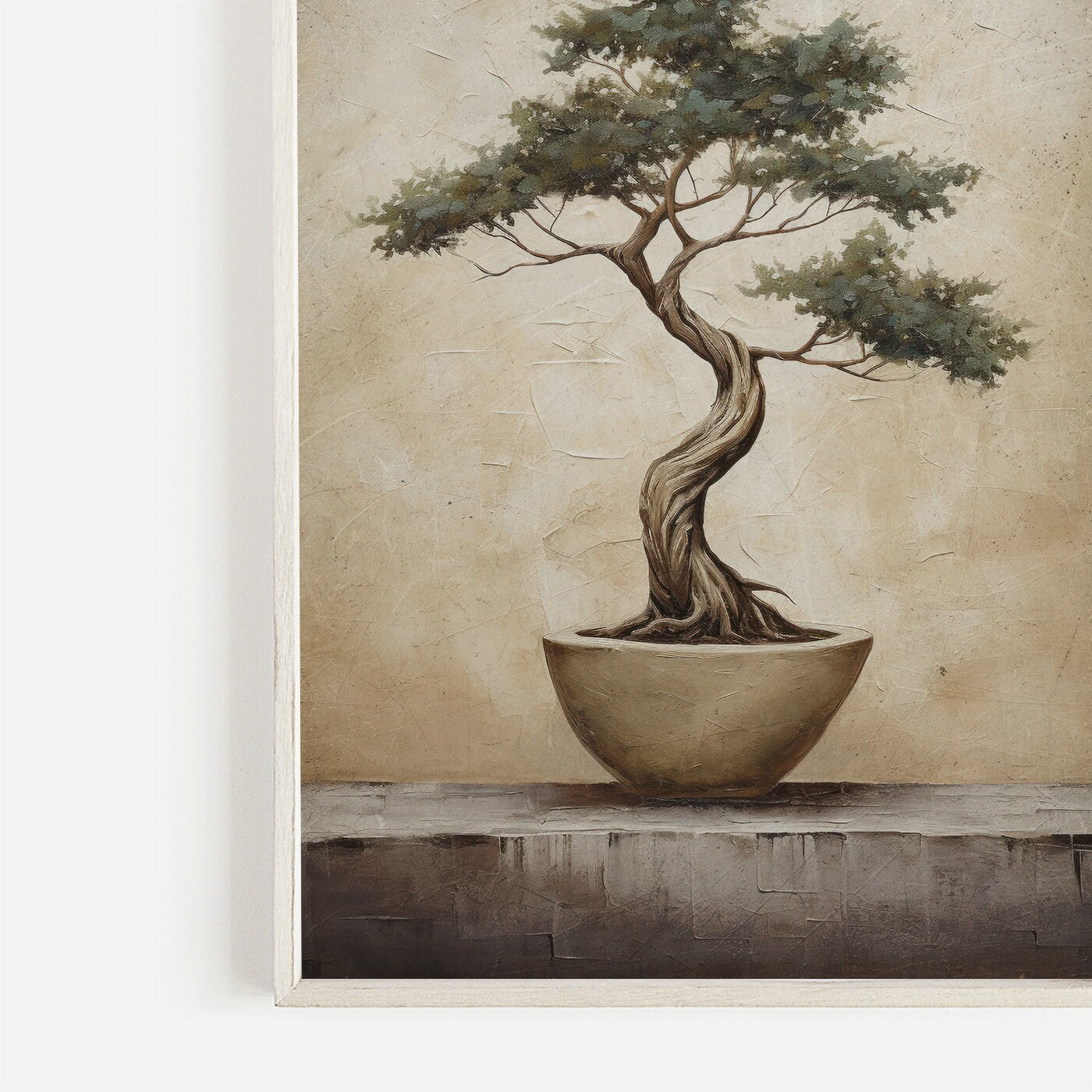 Bonsai Tree Print, Japanese Wall Art, Botanical Wall Art,  Vintage Floral Art Print, Japan Tree Painting, Tree in Pot, Digital Printable Art