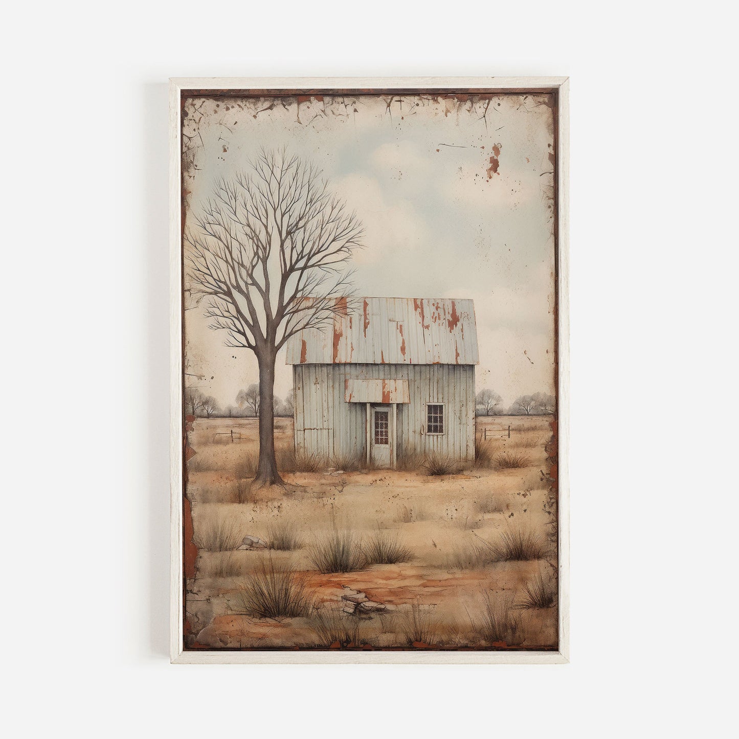 Little Old House Countryside Print, Rustic Farmhouse Wall Decor, Vintage Country Home Decor, Country Cottage Print, DIGITAL Printable Art