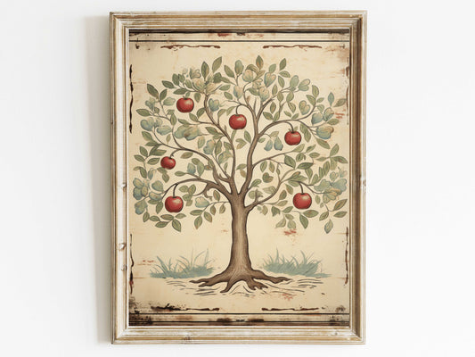 Apple Tree Print, Abstract Tree Art, Vintage Tree Print, Apple Wall Art, Rustic Home Decor, Rustic Tree Art, DIGITAL Printable Wall Decor