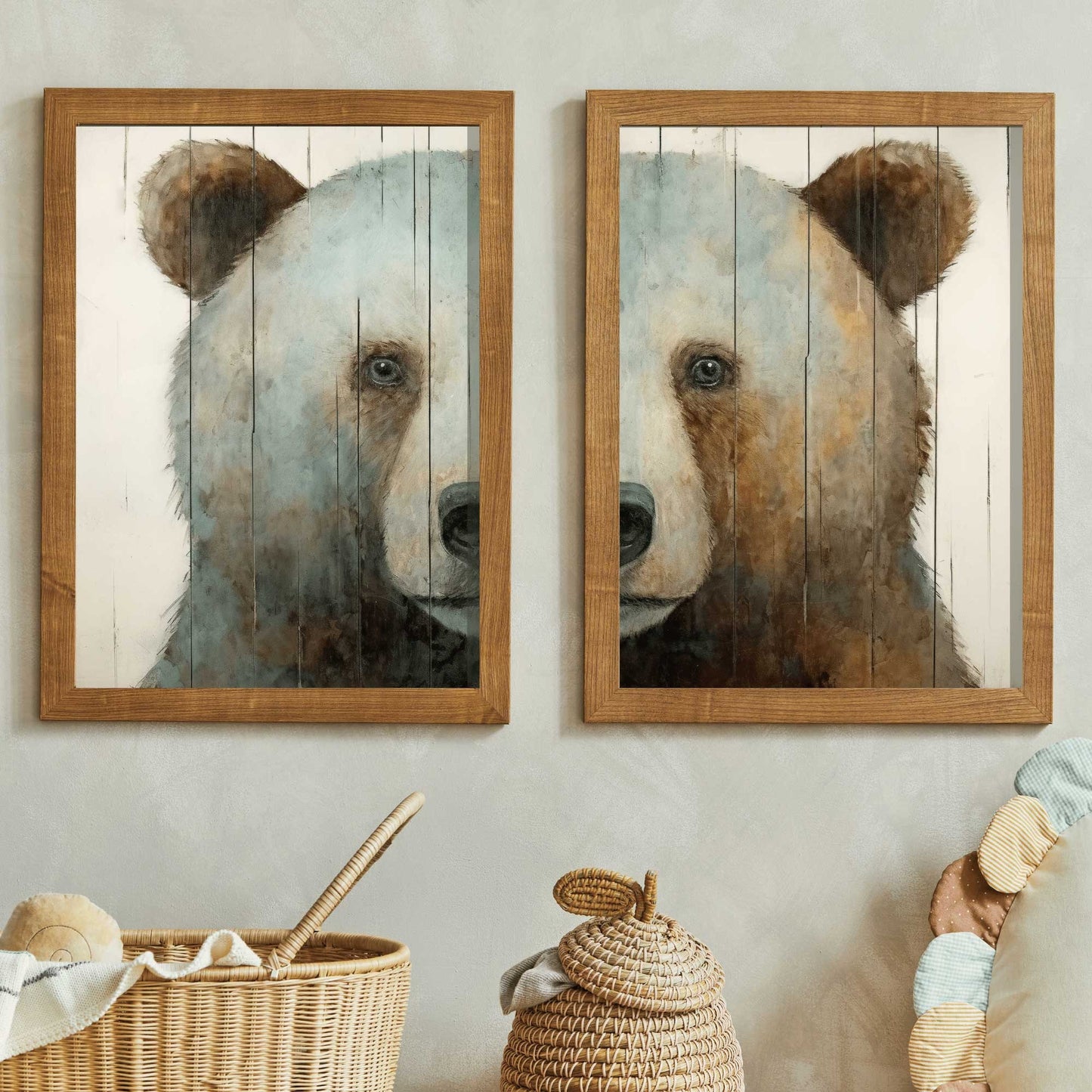 Bear Wall Art, Rustic Animal Print, Bear Nursery Decor, Set of 2, Bear Wall Art, Forest Animal Print, Farmhouse Decor, DIGITAL Printable Art