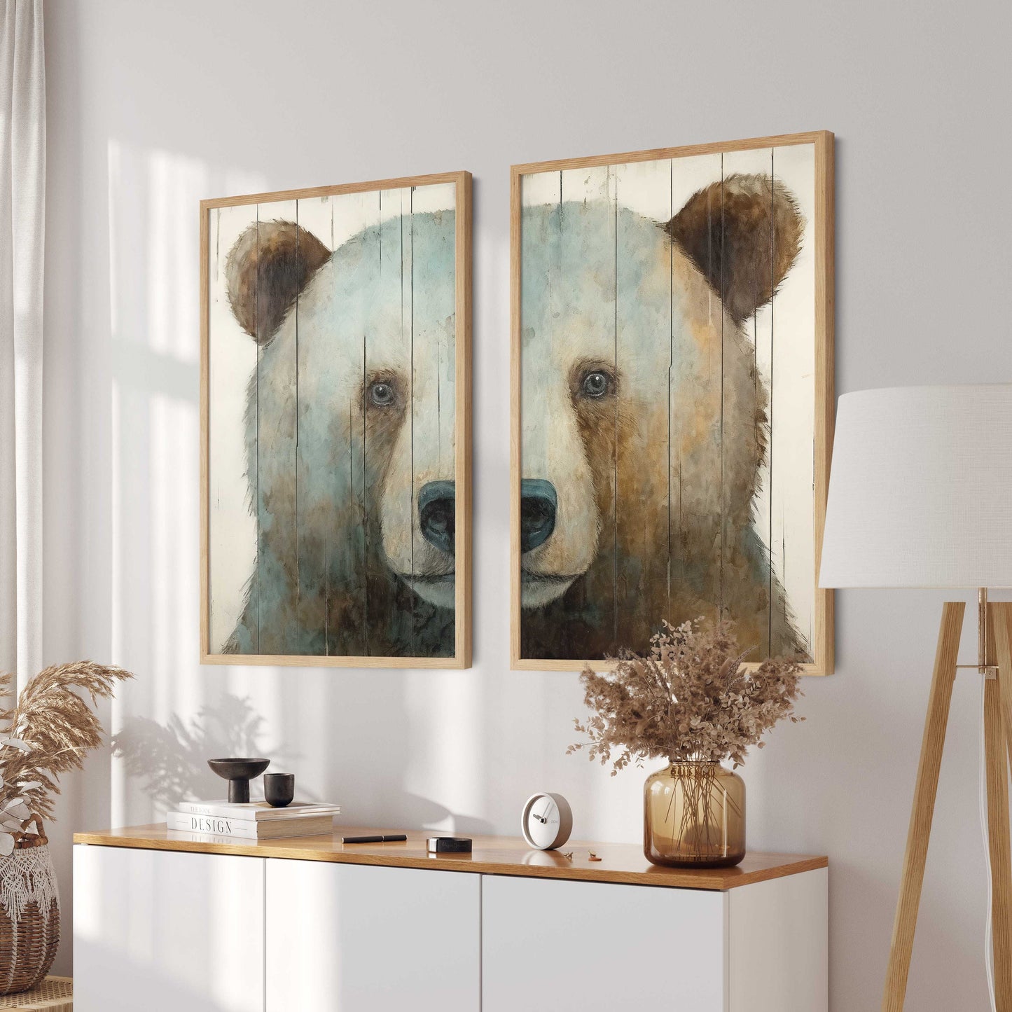 Bear Wall Art, Rustic Animal Print, Bear Nursery Decor, Set of 2, Bear Wall Art, Forest Animal Print, Farmhouse Decor, DIGITAL Printable Art