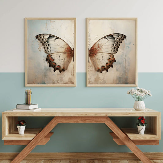 Butterfly Wall Art, Butterfly Print Set, Vintage Butterfly Decor, Set of 2, Rustic Home Decor, Insect Wall Art, DIGITAL Printable Wall Decor