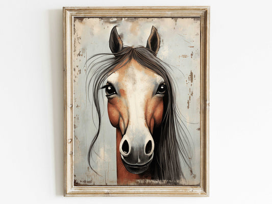 Vintage Horse Print Wall Art, Equestrian Home Decor, Horse Portrait Painting, Horse Lover Gift, Vintage Animal Prints, Digital Printable Art