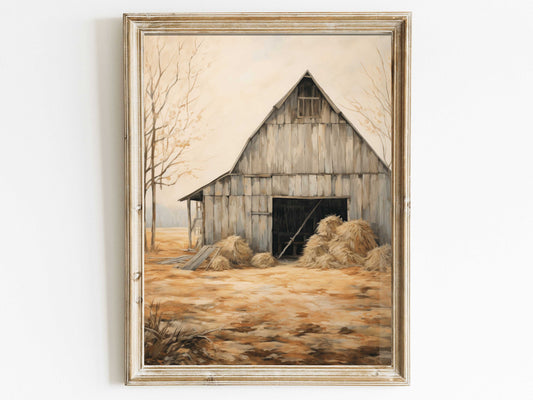 Barn Wall Decor, Rustic Farmhouse Wall Decor, Vintage Countryside Print, Old Barn Painting, DIGITAL Printable Country Style Home Decor