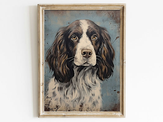 Vintage Dog Portrait, Rustic Dog Decor, Springer Spaniel Print, Ideal Springer Spaniel Owner & Lovers Gift, DIGITAL Printable Dog Wall Art