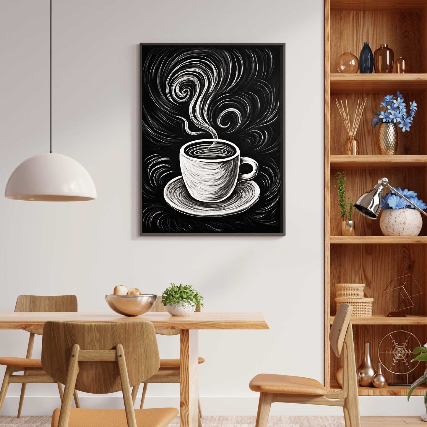 Coffee Wall Art, Coffee Cup Print, Coffee Steam, Rustic Kitchen Print, Morning Wall Decor, Coffee, Printable Coffee Chalkboard Wall Art