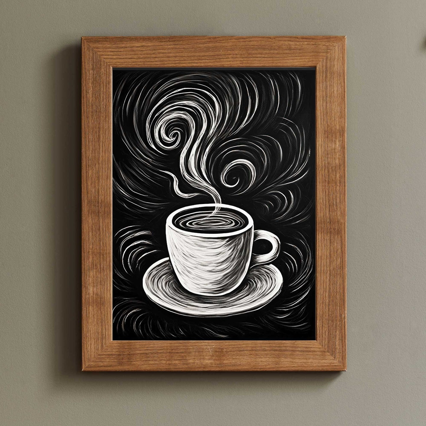 Coffee Wall Art, Coffee Cup Print, Coffee Steam, Rustic Kitchen Print, Morning Wall Decor, Coffee, Printable Coffee Chalkboard Wall Art