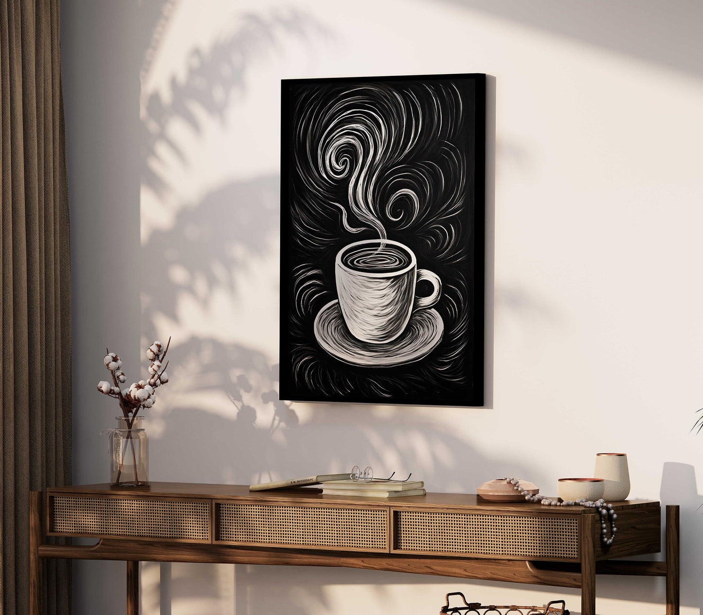 Coffee Wall Art, Coffee Cup Print, Coffee Steam, Rustic Kitchen Print, Morning Wall Decor, Coffee, Printable Coffee Chalkboard Wall Art