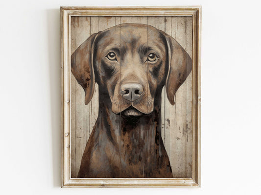 Brown Labrador Print, Vintage Lab Wall Art, Rustic Dog Decor, Gift for Dog Lovers & Labrador Retriever Owners, DIGITAL Printable Dog Art