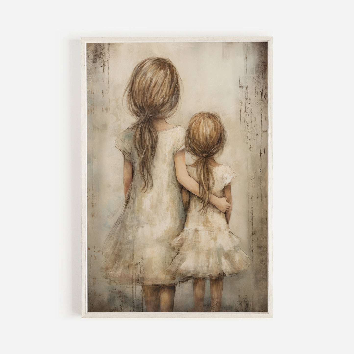 Sisters Bedroom Decor, Sisters Room Print, Sister Painting, Sisterhood Art, Rustic Nursery Decor, DIGITAL Printable Art for Girl's Room