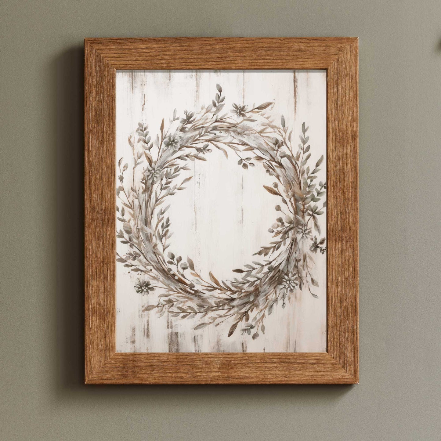 Wreath Print, Farmhouse Wreath Art, Rustic Floral Art, Country Style Art, Distressed Wall Art, Farmhouse Home Decor, Printable Floral Art