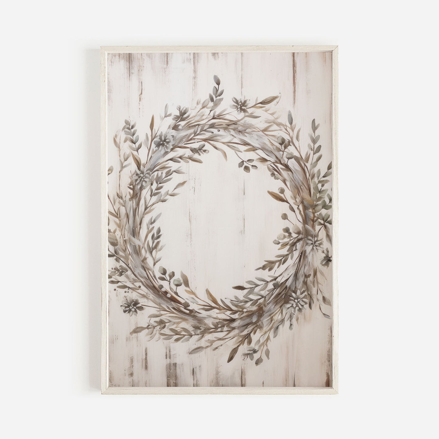 Wreath Print, Farmhouse Wreath Art, Rustic Floral Art, Country Style Art, Distressed Wall Art, Farmhouse Home Decor, Printable Floral Art