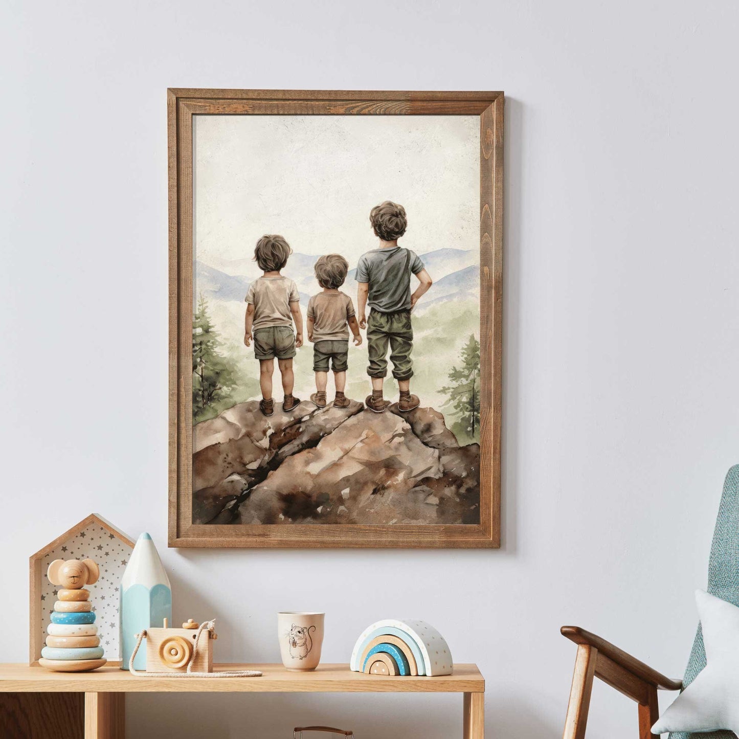 Brothers Bedroom Decor, Brothers Room Print, Three Brothers Painting, Best Friends Boy Adventure Nursery Decor, PRINTABLE Kids Wall Art