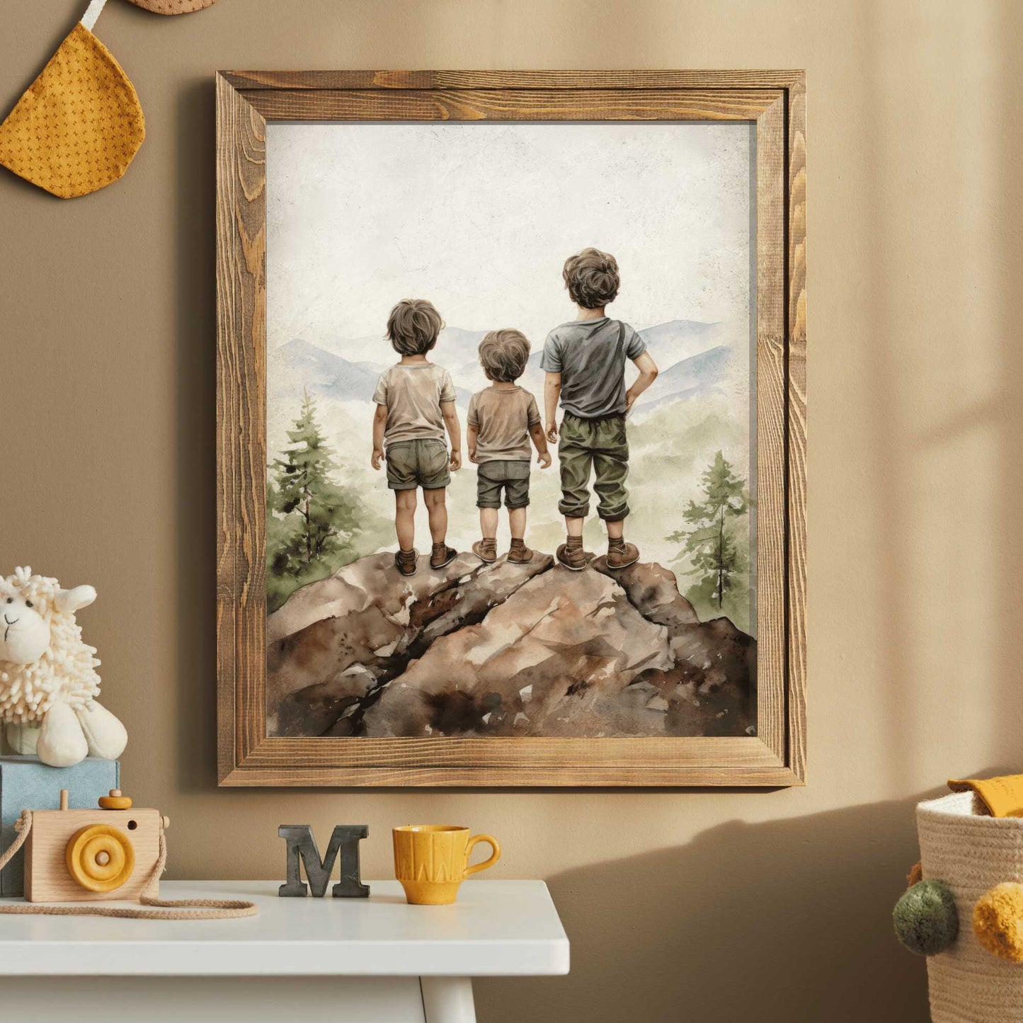 Brothers Bedroom Decor, Brothers Room Print, Three Brothers Painting, Best Friends Boy Adventure Nursery Decor, PRINTABLE Kids Wall Art