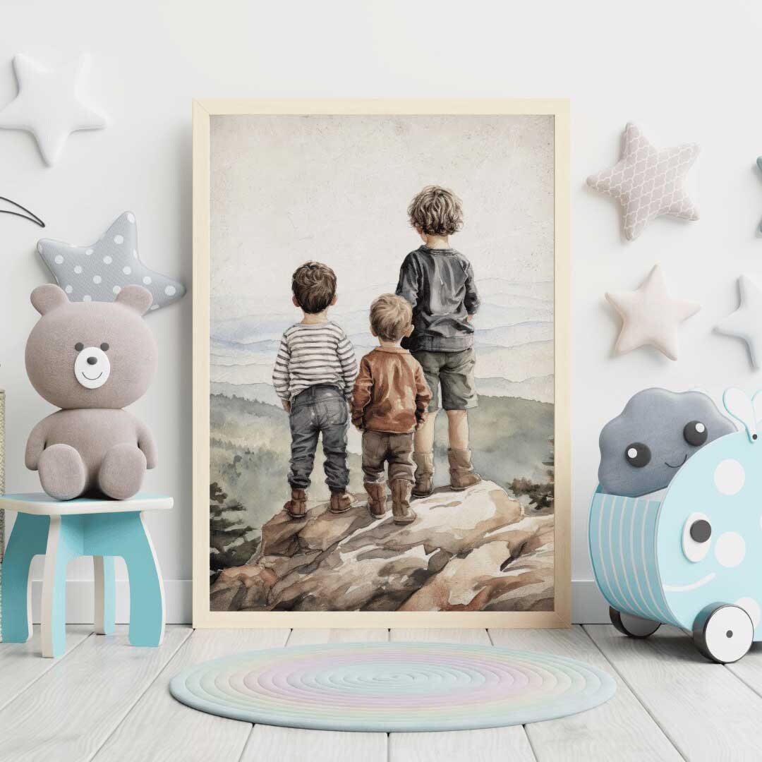 Brothers Room Print, Three Brothers Painting, Best Friends Adventure Toddler Decor Boy, Boys Room Wall Art, PRINTABLE Brothers Bedroom Decor