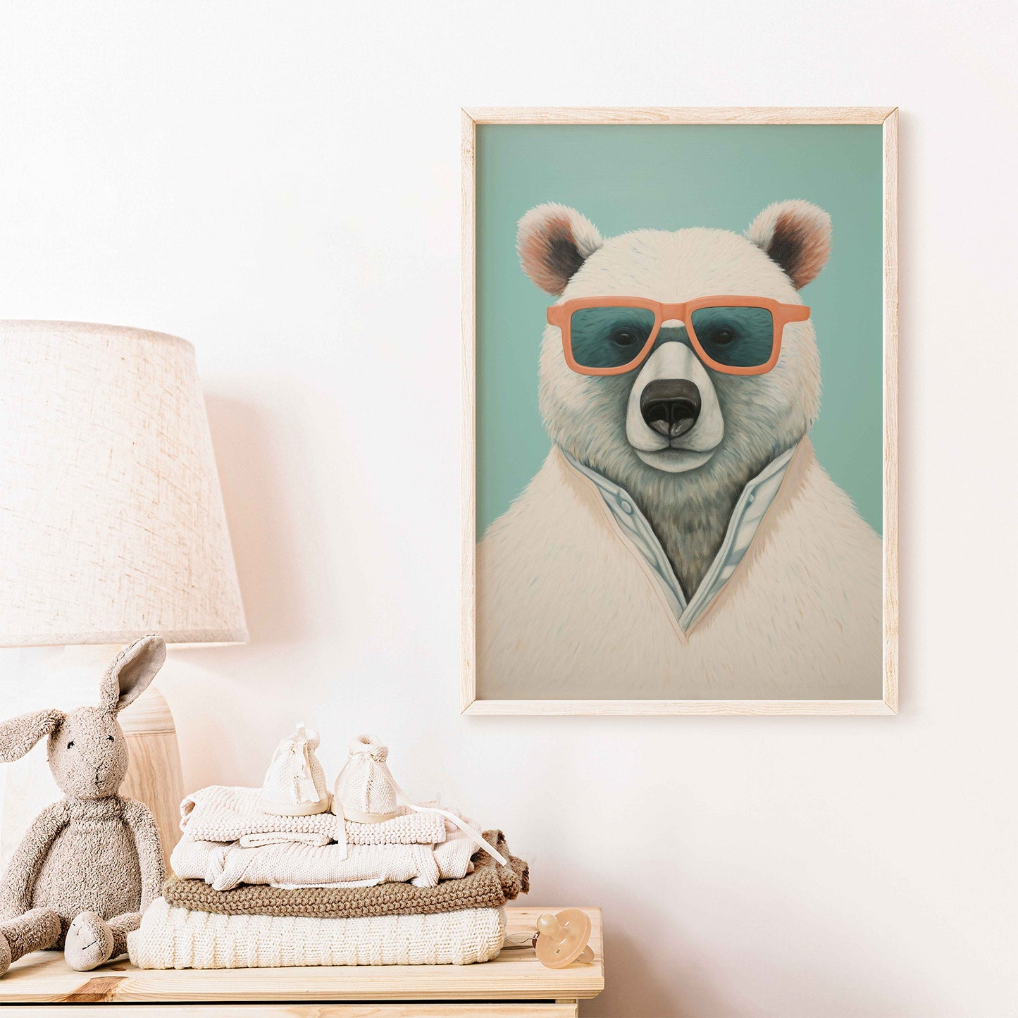 Cool Bear Wall Art, Polar Bear Nursery, Animal Wall Art, Wearing Sunglasses, Bear Nursery Print, Toddler Room Decor Boy, Printable Wall Art