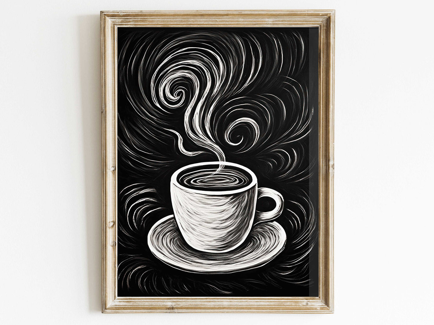 Coffee Wall Art, Coffee Cup Print, Coffee Steam, Rustic Kitchen Print, Morning Wall Decor, Coffee, Printable Coffee Chalkboard Wall Art