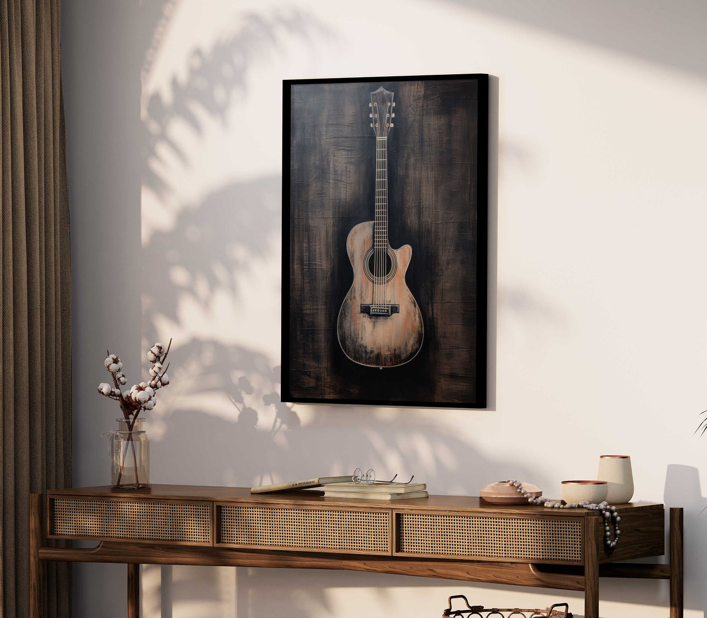 Vintage Acoustic Guitar Wall Art: Rustic Wood Elegance | Instant Digital Download Masterpiece