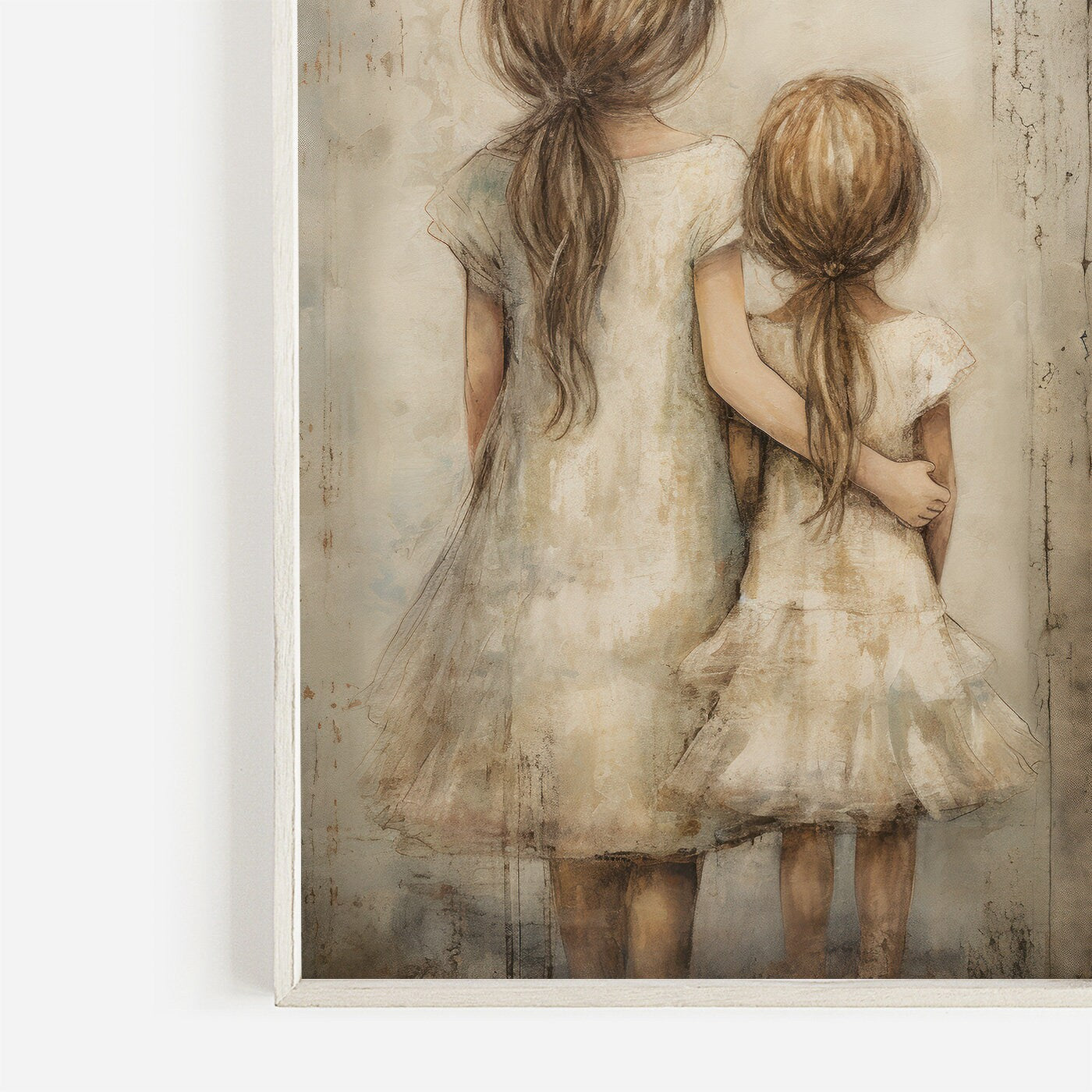 Sisters Bedroom Decor, Sisters Room Print, Sister Painting, Sisterhood Art, Rustic Nursery Decor, DIGITAL Printable Art for Girl's Room