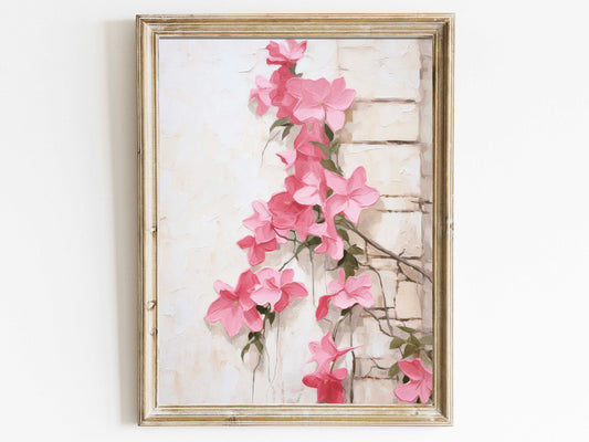 Vintage Pink Mandevilla Art: Rustic Farmhouse Décor – Exquisite Digital Printable Wall Piece