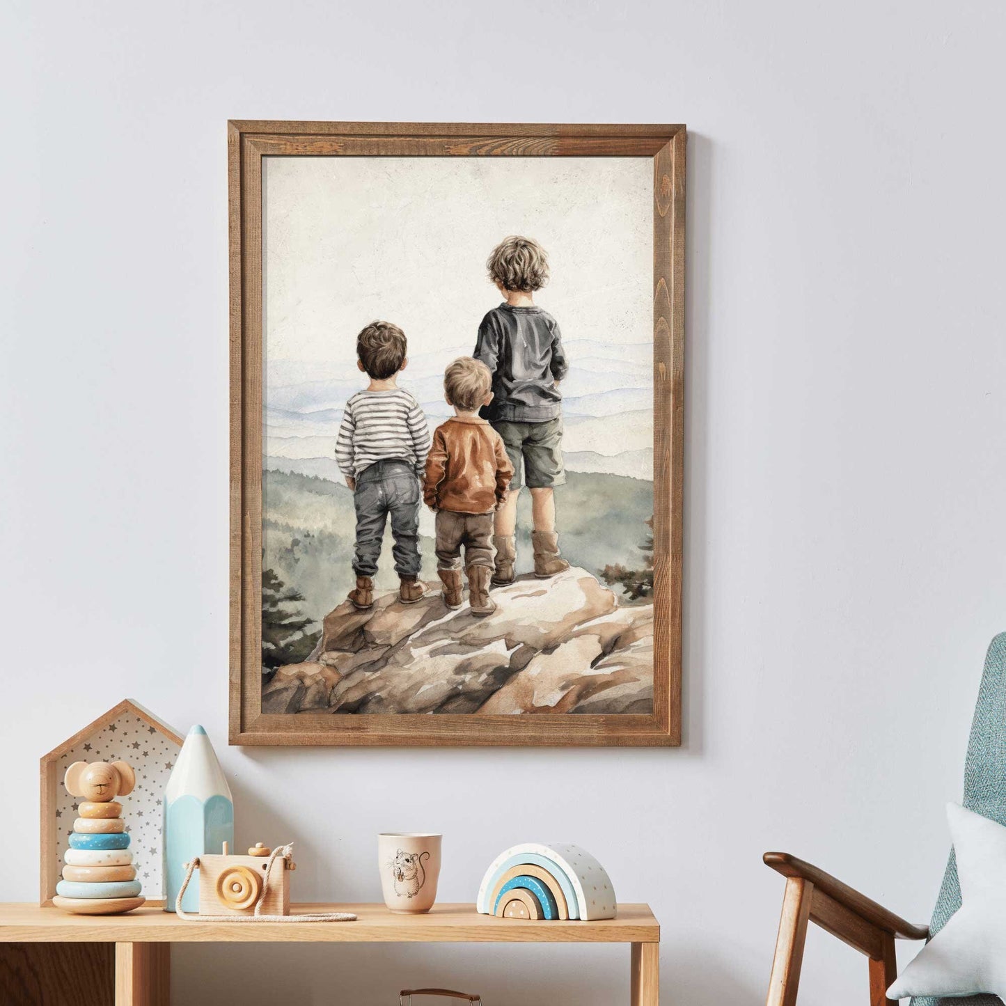 Brothers Room Print, Three Brothers Painting, Best Friends Adventure Toddler Decor Boy, Boys Room Wall Art, PRINTABLE Brothers Bedroom Decor