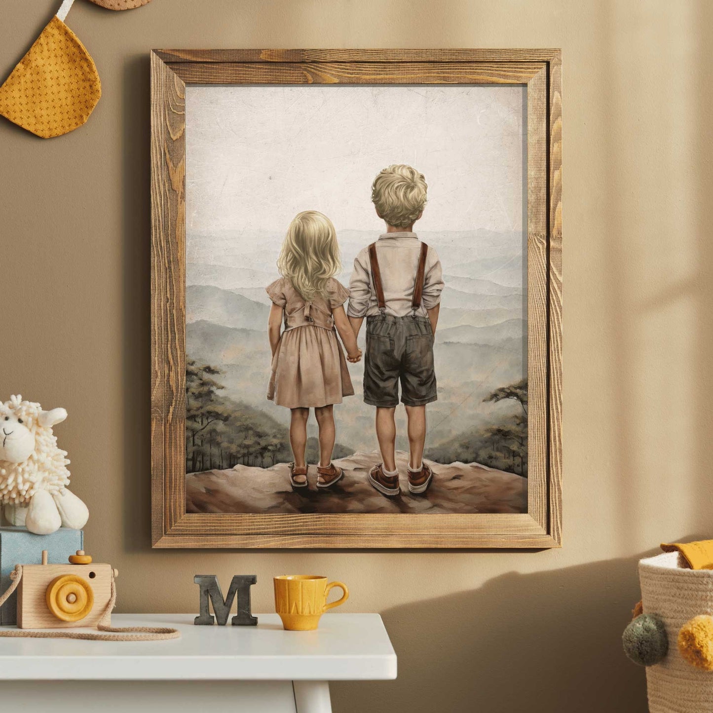 Siblings Wall Art, Adventure Toddler Decor, Boy & Girl Print, Brother and Sister Room Decor, Siblings Portrait, PRINTABLE Kids Room Art