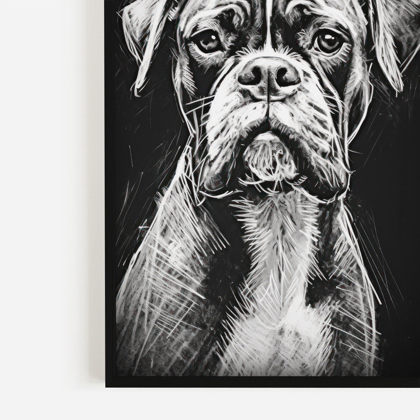 Boxer Dog Wall Art, Dog Line Drawing, Rustic Dog Decor, Gift for Boxer Lovers & Owners, Dog Portrait, Dog Drawing Print, PRINTABLE Dog Art