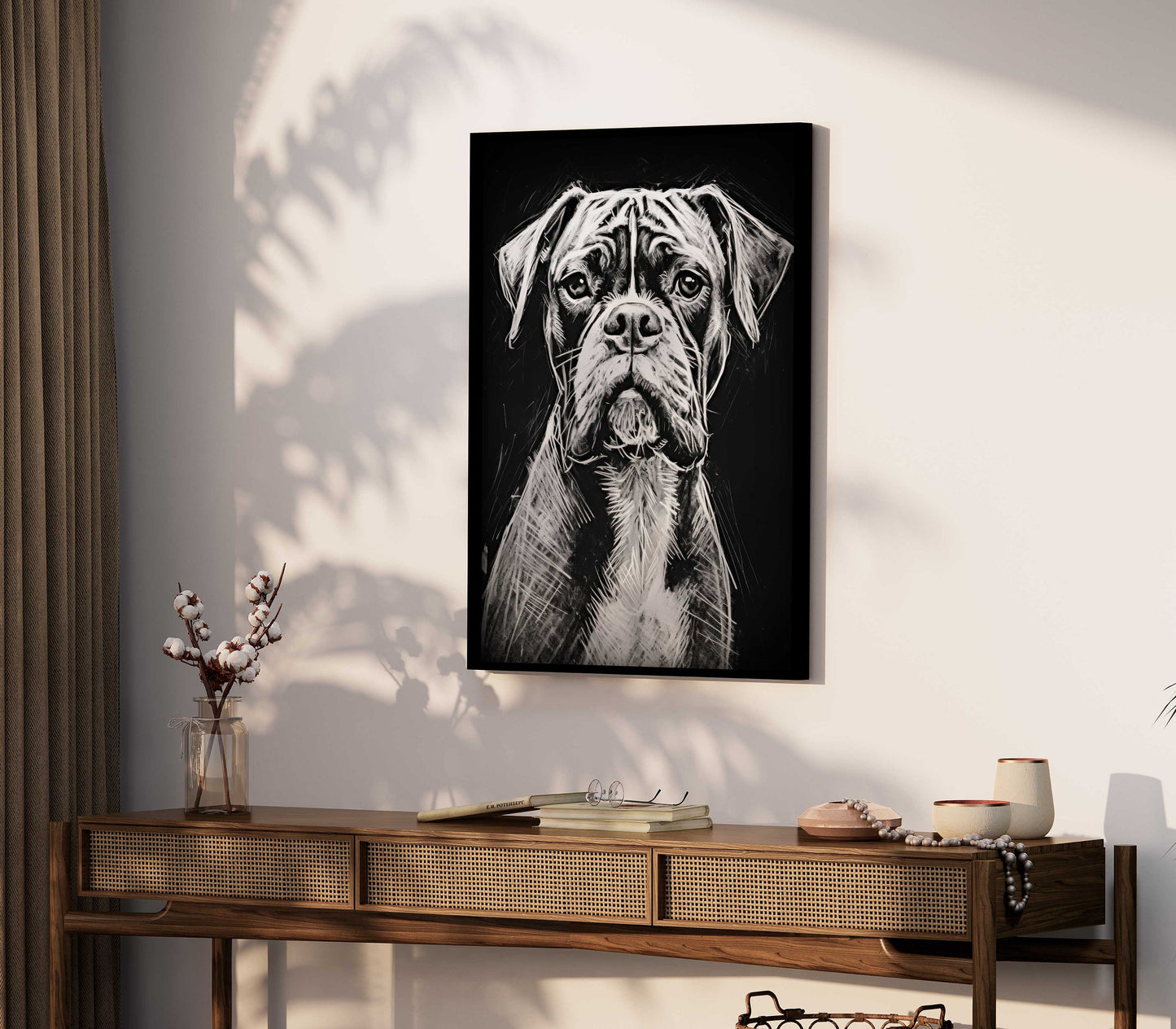 Boxer Dog Wall Art, Dog Line Drawing, Rustic Dog Decor, Gift for Boxer Lovers & Owners, Dog Portrait, Dog Drawing Print, PRINTABLE Dog Art