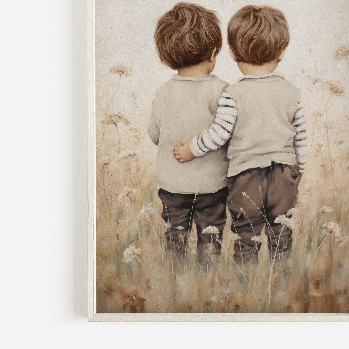 Twin Brothers Wall Art, Brothers Room Print, Brothers Painting, Brothers Bedroom Decor, Rustic Toddler Room Decor Boy, PRINTABLE Twins Art