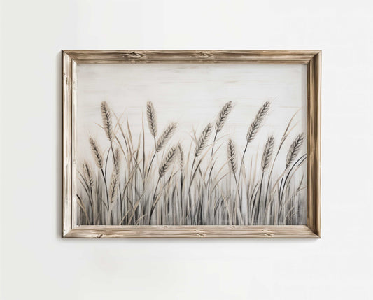 Wheat Field Painting, Botanical Wall Art, Farmhouse Home Decor, Countryside Wall Decor, Wheat Art Print, PRINTABLE Country Style Wall Decor