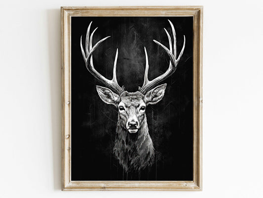 Deer Wall Art, Forest Animal Wall Decor, Hunting Art, Stag Print, Modern Farmhouse Decor, Vintage Animal Art Print, Printable Chalkboard Art