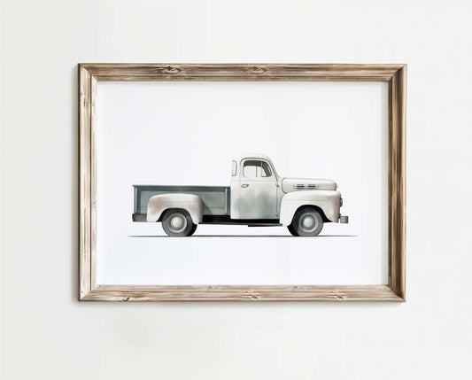 Vintage Pickup Truck Print, Car Nursery Decor, Vehicle & Transportation Nursery Art, Vintage Car Art Print,PRINTABLE Teal Kids Room Wall Art