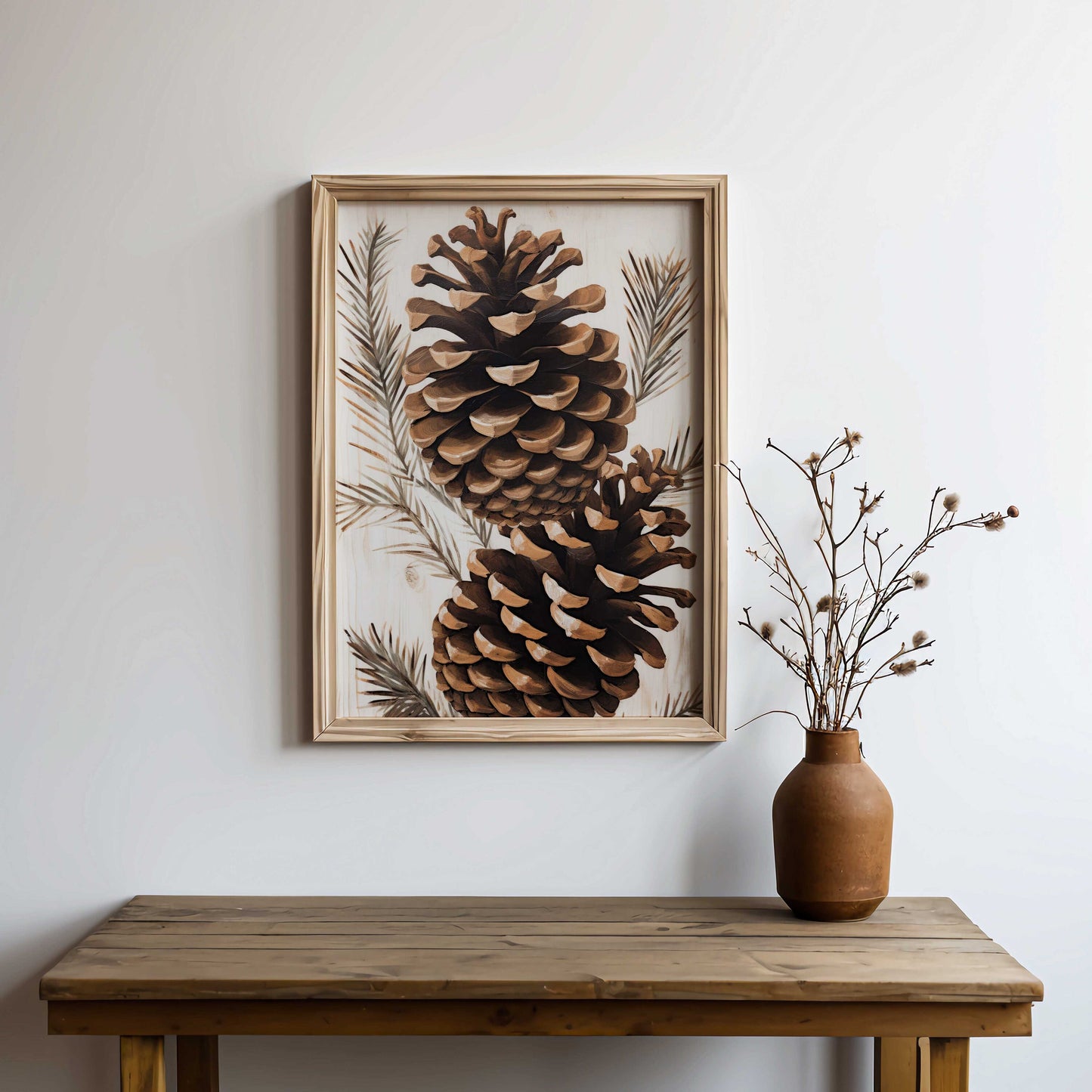 Pine Cone Art Print, Forest Wall Decor, Christmas Wall Art, Forest Themed Decor, Modern Farmhouse Home Decor, Rustic Art, Printable Wall Art