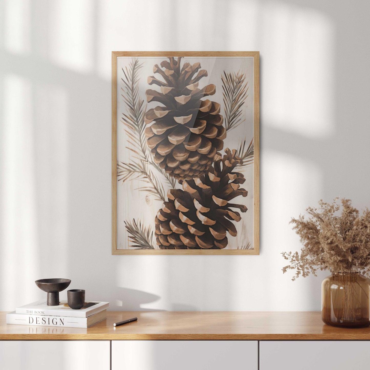 Pine Cone Art Print, Forest Wall Decor, Christmas Wall Art, Forest Themed Decor, Modern Farmhouse Home Decor, Rustic Art, Printable Wall Art