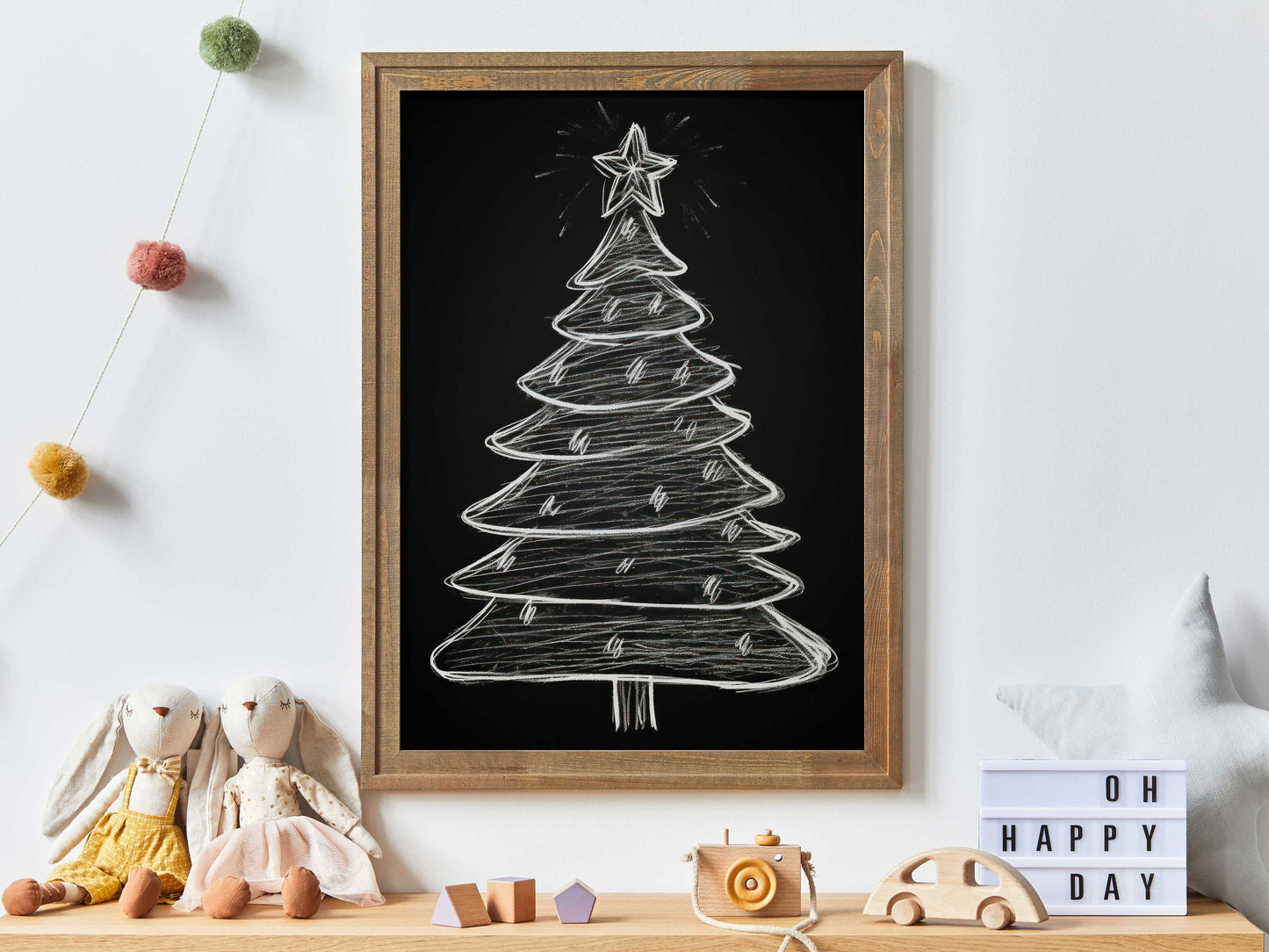 Christmas Tree Wall Art, Christmas Nursery Wall Print, Holiday Decor, Christmas Printable Wall Art for Kids,PRINTABLE Chalkboard Nursery Art