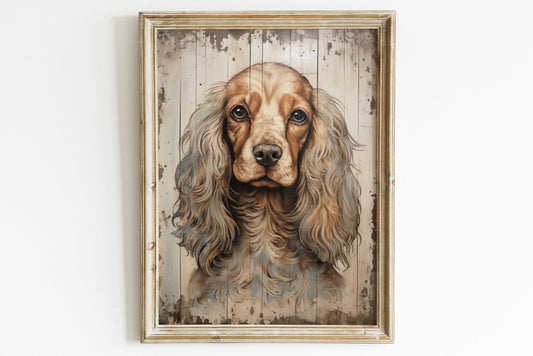 Cocker Spaniel Art Print, Vintage Cocker Spaniel Dog Decor, Spaniel Portrait, Gift for Dog Lovers and Spaniel Owners, PRINTABLE Dog Wall Art