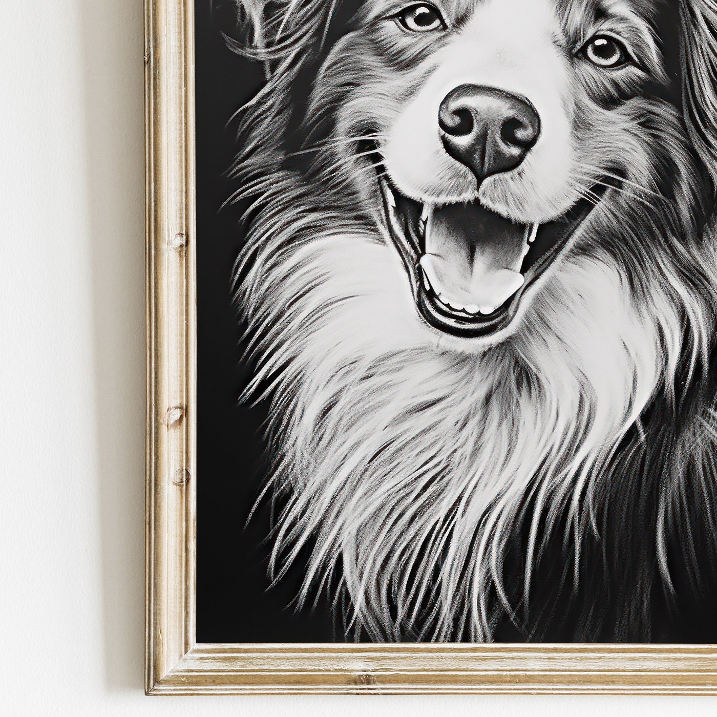 Australian Shepherd Dog Decor, Dog Line Art, Rustic Dog Decor, Aussie Owner Gift, Dark Wall Decor, Dog Portrait, Dog Drawing, PRINTABLE Art