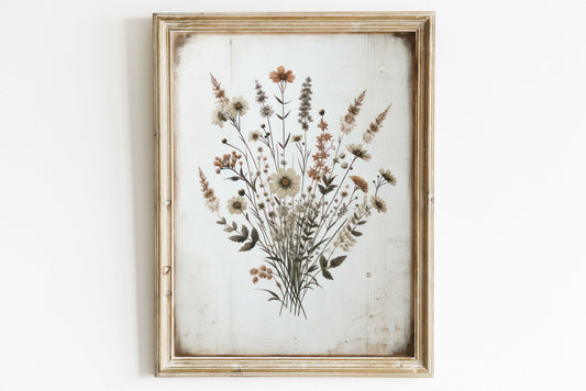 Rustic Floral Print, Wildflower Art Print, Minimalist Flower Wall Art, Vintage Floral Wall Decor, Antique Flower Painting, PRINTABLE Art