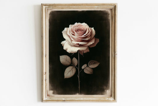 Rose Wall Art, Dark Floral Prints, Rustic Floral Decor, Black & White Flower Wall Decor, Farmhouse Decor, Vintage Flower Art, Printable Art