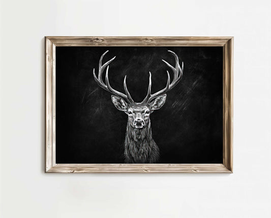 Deer Art Print, Forest Animal Wall Decor, Hunting Art, Stag Print, Farmhouse Decor, Buck Print, Animal Wall Art, PRINTABLE Chalkboard Art