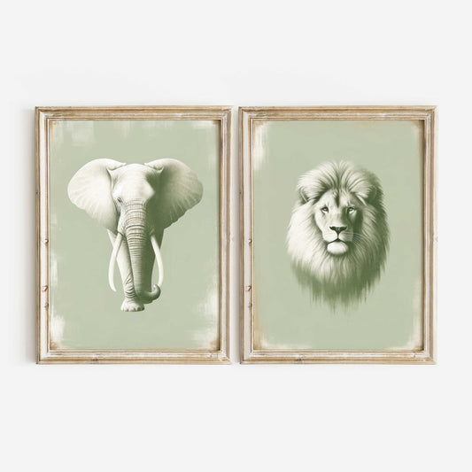 Safari Animal Wall Art, Nursery Safari Decor, Safari Kids Room Prints, Set of 3, Playroom or Bedroom Art, PRINTABLE Rustic Nursery Art