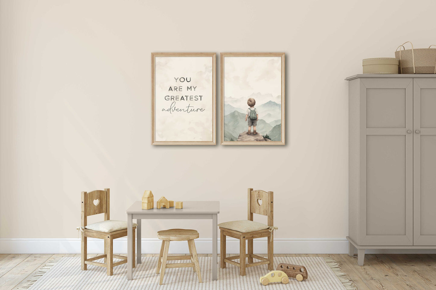 Inspirational Boy Adventure Quote Art - 'You Are My Greatest Adventure', Mountain View, Set of 2, Nursery Decor, Printable Wall Art