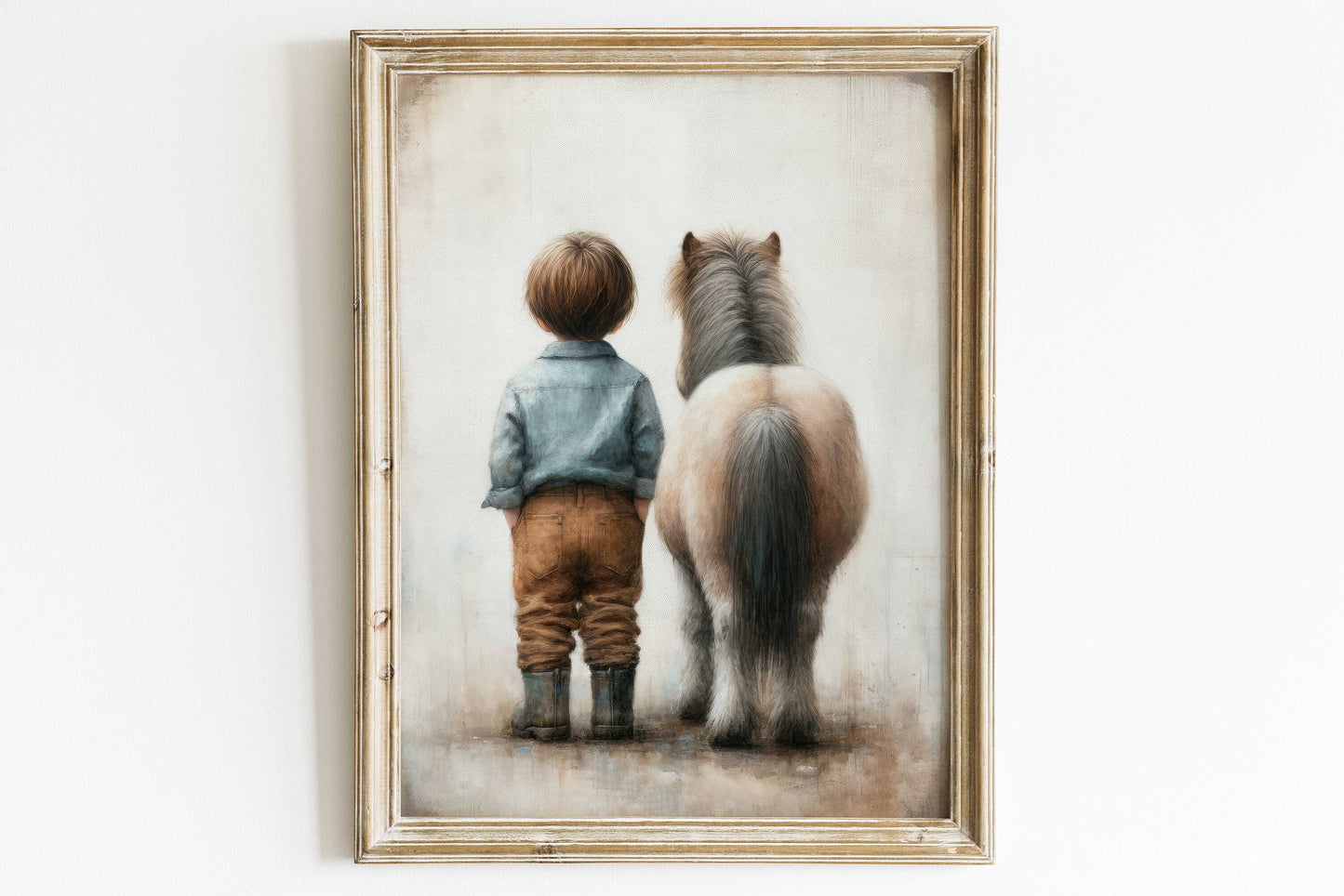 Shetland Pony Nursery Art, Boy & Pony Print, Horse Nursery Wall Art, Boy and Horse Art Print, Boys Room Decor, Printable Boy Wall Decor