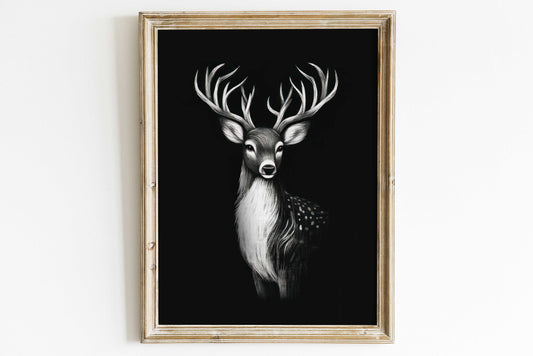 Deer Wall Art, Forest Animal Wall Art, Deer Hunting Art, Stag Art Print, Farmhouse Decor, Animal Art Print, Chalkboard Art, Printable Art