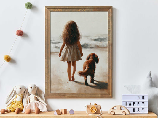 Cocker Spaniel Nursery Print, Girl & Dog Art, Dog Nursery Decor, Girls Room Dog Decor, Cocker Spaniel Wall Art, PRINTABLE Dog Decor Girl