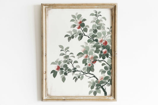 Apple Tree Branch Print, Vintage Kitchen Art Print, Apple Tree Branch Art,  Rustic Home Decor, Tree Art Print, PRINTABLE Nature Art