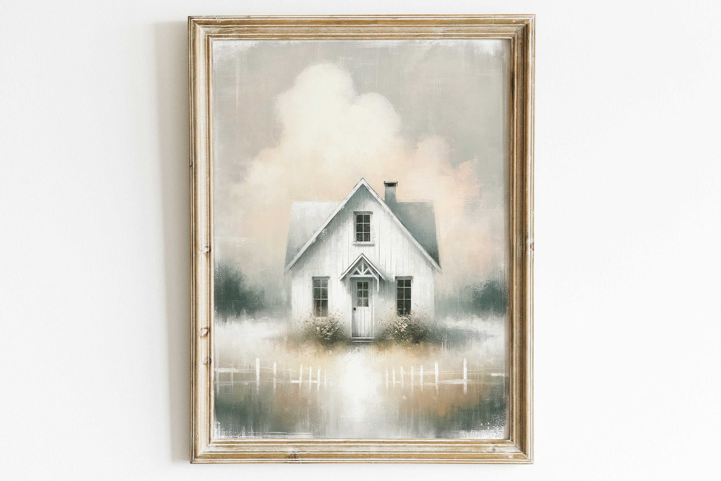 Country House Print, White Little house Art, Modern Farmhouse Art, Country Wall Decor, Beautiful House Wall Art, PRINTABLE Farmhouse Decor