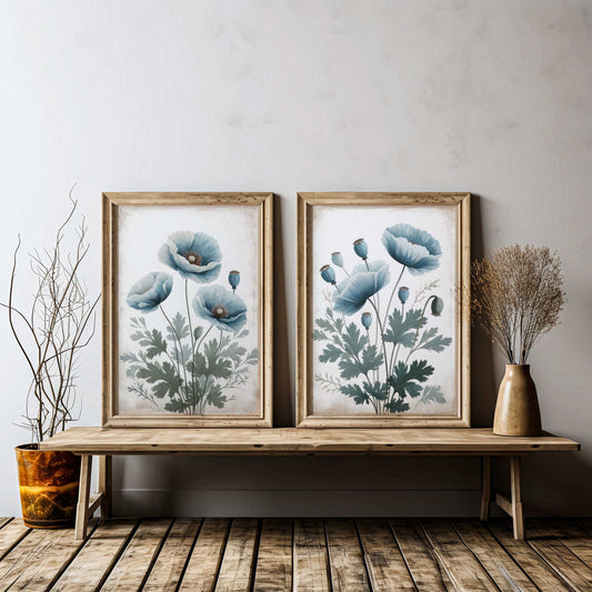 Blue Himalayan Poppy Flowers, Poppy Flowers Painting, Wildflower Wall Art, Blue Flower Wall Decor, Printable Floral Art,Printable Flower Art